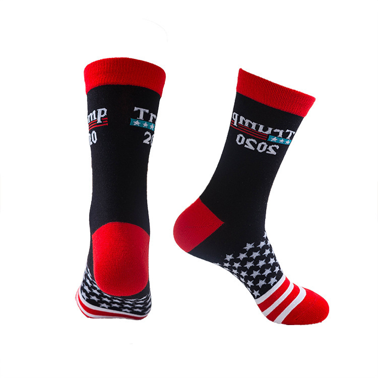 Trump Words Strips Men Sports Socks High Electricity Crew Compression Socks Athletic Basketball Wholesale